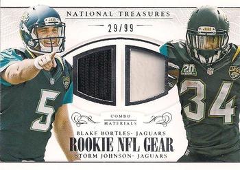 2014 Panini National Treasures - Rookie NFL Gear Combo Player Materials #RGC-BS Blake Bortles / Storm Johnson Front