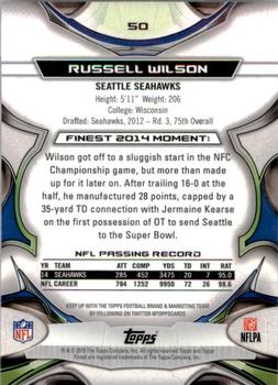 2015 Finest - Refractor #50 Russell Wilson Back