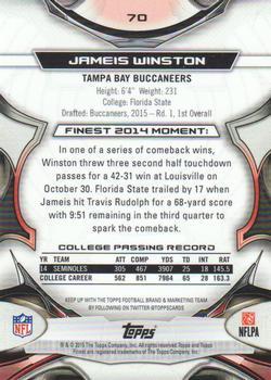 2015 Finest - Black Refractor #70 Jameis Winston Back