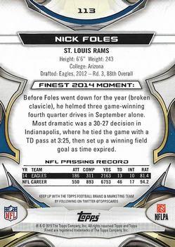 2015 Finest - Black Refractor #113 Nick Foles Back