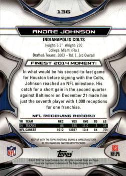 2015 Finest - Black Refractor #136 Andre Johnson Back