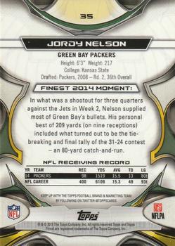 2015 Finest - Blue Refractor #35 Jordy Nelson Back