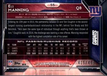 2015 Topps Chrome - Camo Refractor #55 Eli Manning Back