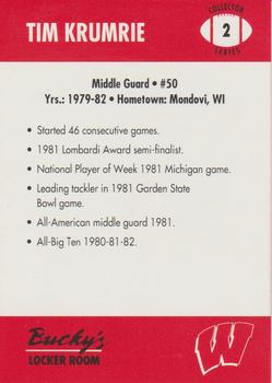 1992 Wisconsin Badgers Program Cards #2 Tim Krumrie Back