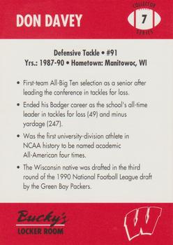 1992 Wisconsin Badgers Program Cards #7 Don Davey Back