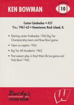 1992 Wisconsin Badgers Program Cards #10 Ken Bowman Back