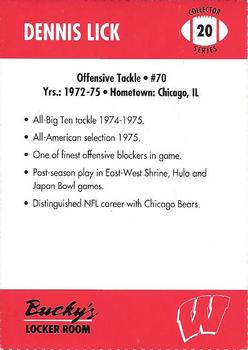 1992 Wisconsin Badgers Program Cards #20 Dennis Lick Back