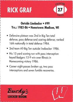 1992 Wisconsin Badgers Program Cards #27 Rick Graf Back