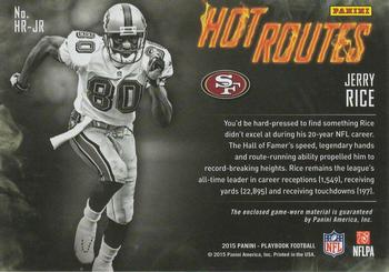 2015 Panini Playbook - Hot Routes #HR-JR Jerry Rice Back