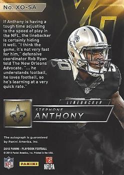 2015 Panini Playbook - Rookie X's and O's Signatures #XO-SA Stephone Anthony Back