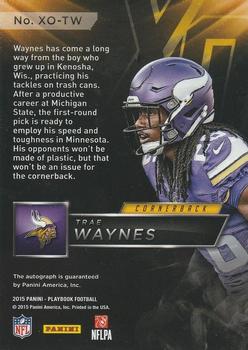 2015 Panini Playbook - Rookie X's and O's Signatures Gold #XO-TW Trae Waynes Back
