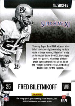 2015 Panini Playbook - Super Bowl Signatures #SBXI-FB Fred Biletnikoff Back