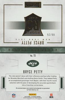 2015 Panini Playbook - Rookie Booklet Signature Plays #73 Bryce Petty Back