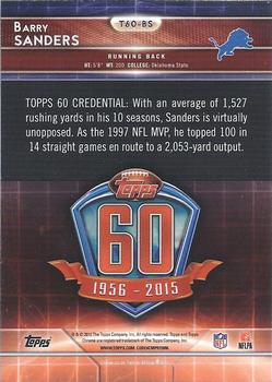 2015 Topps Chrome - 60th Anniversary #T60-BS Barry Sanders Back