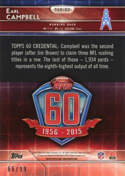 2015 Topps Chrome - 60th Anniversary Refractor #T60-EC Earl Campbell Back