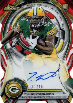 2015 Finest - Atomic Refractor Rookie Die Cuts Autographs Red Refractors #RADC-27 Ty Montgomery Front