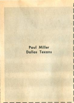 1961 Fleer Wallet Pictures #NNO Paul Miller Back