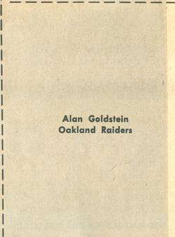 1961 Fleer Wallet Pictures #NNO Alan Goldstein Back
