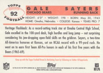 2015 Topps Heritage - Holofoil #92 Gale Sayers Back