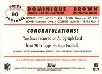 2015 Topps Heritage - Autographs #90 Dominique Brown Back