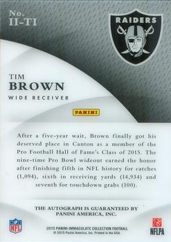 2015 Panini Immaculate Collection - Immaculate Ink #II-TI Tim Brown Back