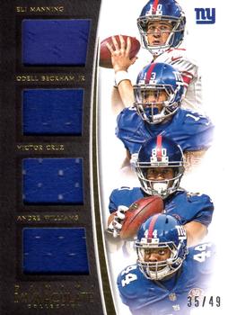 2015 Panini Immaculate Collection - Immaculate Quads Jersey #IQJ-NYG Eli Manning / Odell Beckham Jr / Victor Cruz / Andre Williams Front