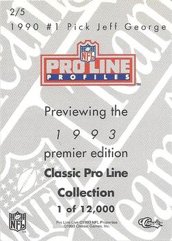 1993 Classic - Pro Line Previews #2 Jeff George Back