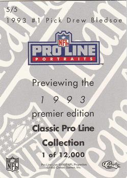 1993 Classic - Pro Line Previews #5 Drew Bledsoe Back
