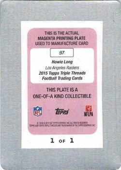 2015 Topps Triple Threads - Printing Plates Magenta #97 Howie Long Back