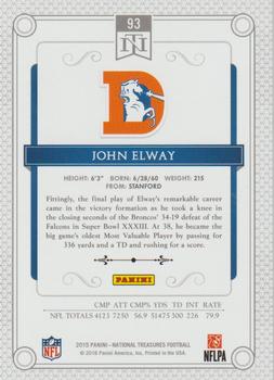 2015 Panini National Treasures #93 John Elway Back