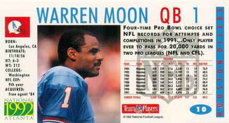 1992 GameDay Atlanta National Convention #10 Warren Moon Back