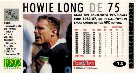 1992 GameDay Atlanta National Convention #13 Howie Long Back