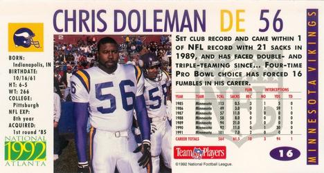 1992 GameDay Atlanta National Convention #16 Chris Doleman Back