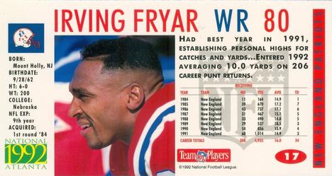 1992 GameDay Atlanta National Convention #17 Irving Fryar Back
