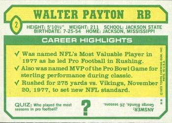 1978 Topps Holsum #2 Walter Payton Back