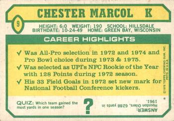 1978 Topps Holsum #9 Chester Marcol Back