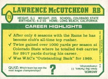 1978 Topps Holsum #15 Lawrence McCutcheon Back
