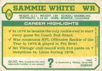1978 Topps Holsum #18 Sammy White Back