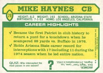 1978 Topps Holsum #20 Mike Haynes Back