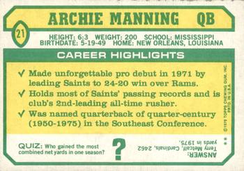 1978 Topps Holsum #21 Archie Manning Back