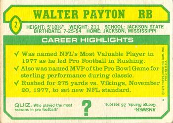 1978 Topps Holsum #2 Walter Payton Back