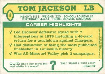 1978 Topps Holsum #8 Tom Jackson Back