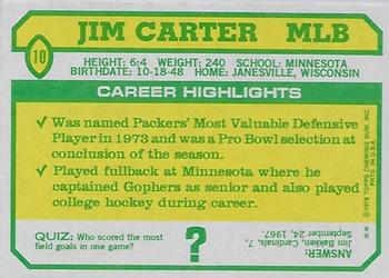 1978 Topps Holsum #10 Jim Carter Back