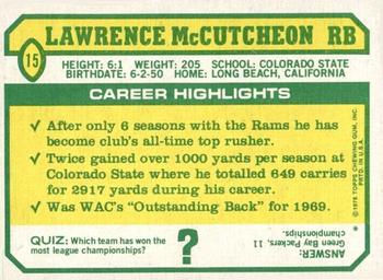1978 Topps Holsum #15 Lawrence McCutcheon Back