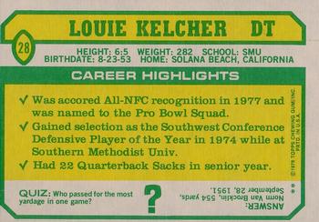 1978 Topps Holsum #28 Louie Kelcher Back
