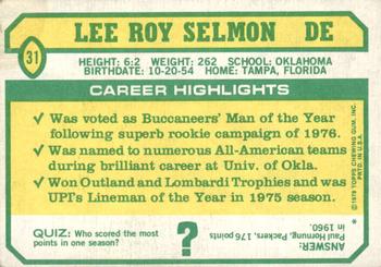 1978 Topps Holsum #31 Lee Roy Selmon Back