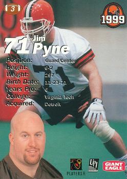 1999 Giant Eagle Cleveland Browns #3 Jim Pyne Back