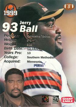 1999 Giant Eagle Cleveland Browns #5 Jerry Ball Back
