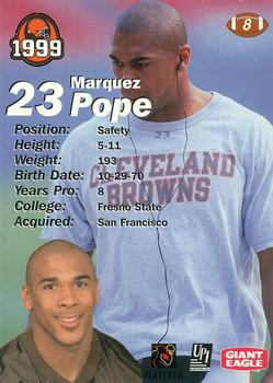 1999 Giant Eagle Cleveland Browns #8 Marquez Pope Back