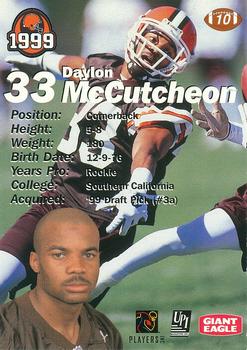 1999 Giant Eagle Cleveland Browns #10 Daylon McCutcheon Back